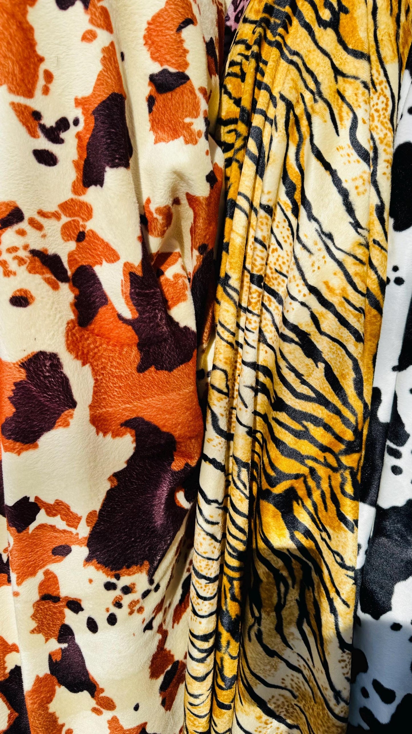 Exotic animal prints on Luxury Balboa non stretch velvet 58/60" Sold by the YD. Ships worldwide from Los Angeles California USA.