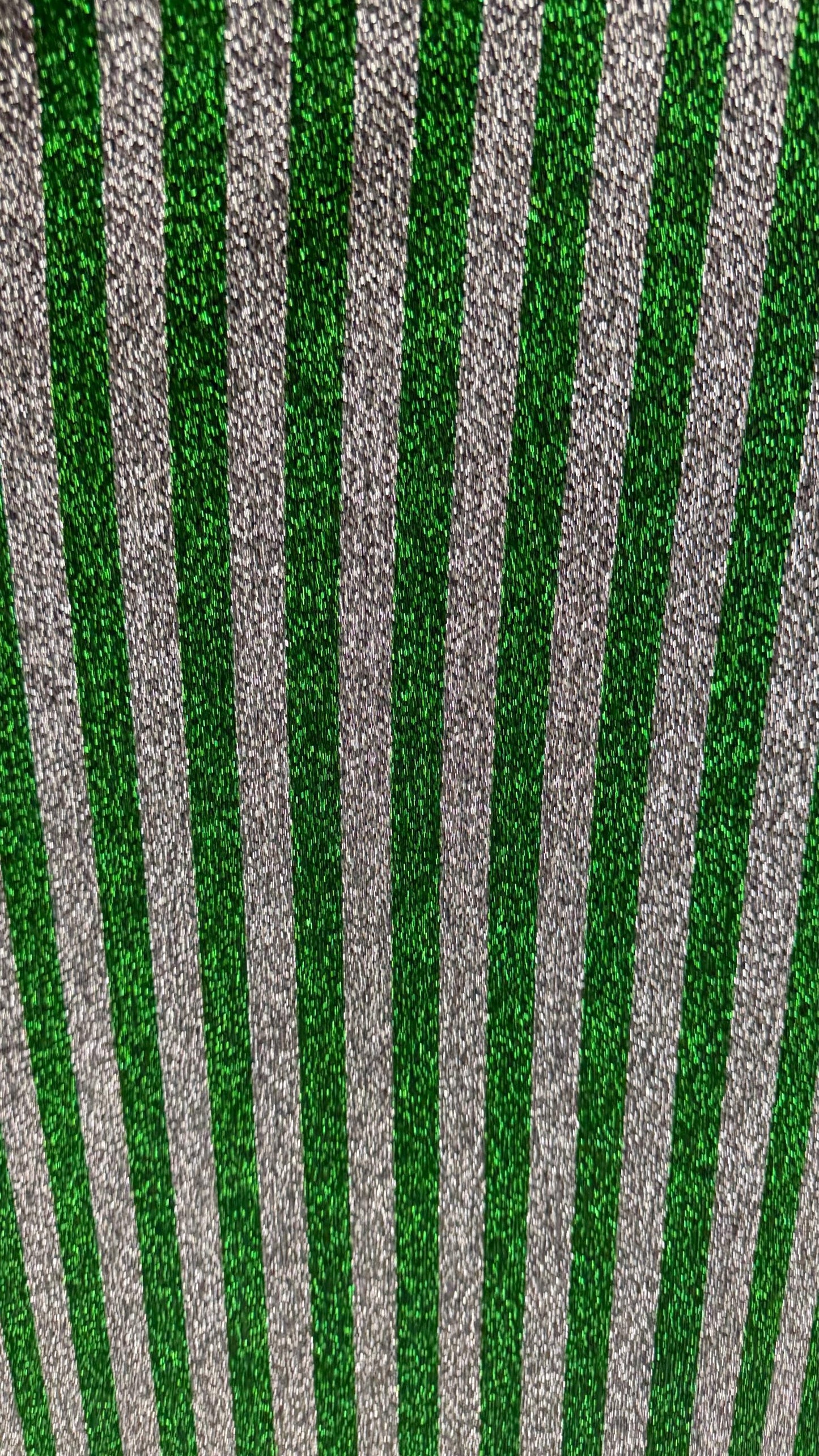 New metallic stripes design Kelly/Silver 4-way stretch 58/60” Sold by the YD. High quality fabrics by AlexLAFabrics