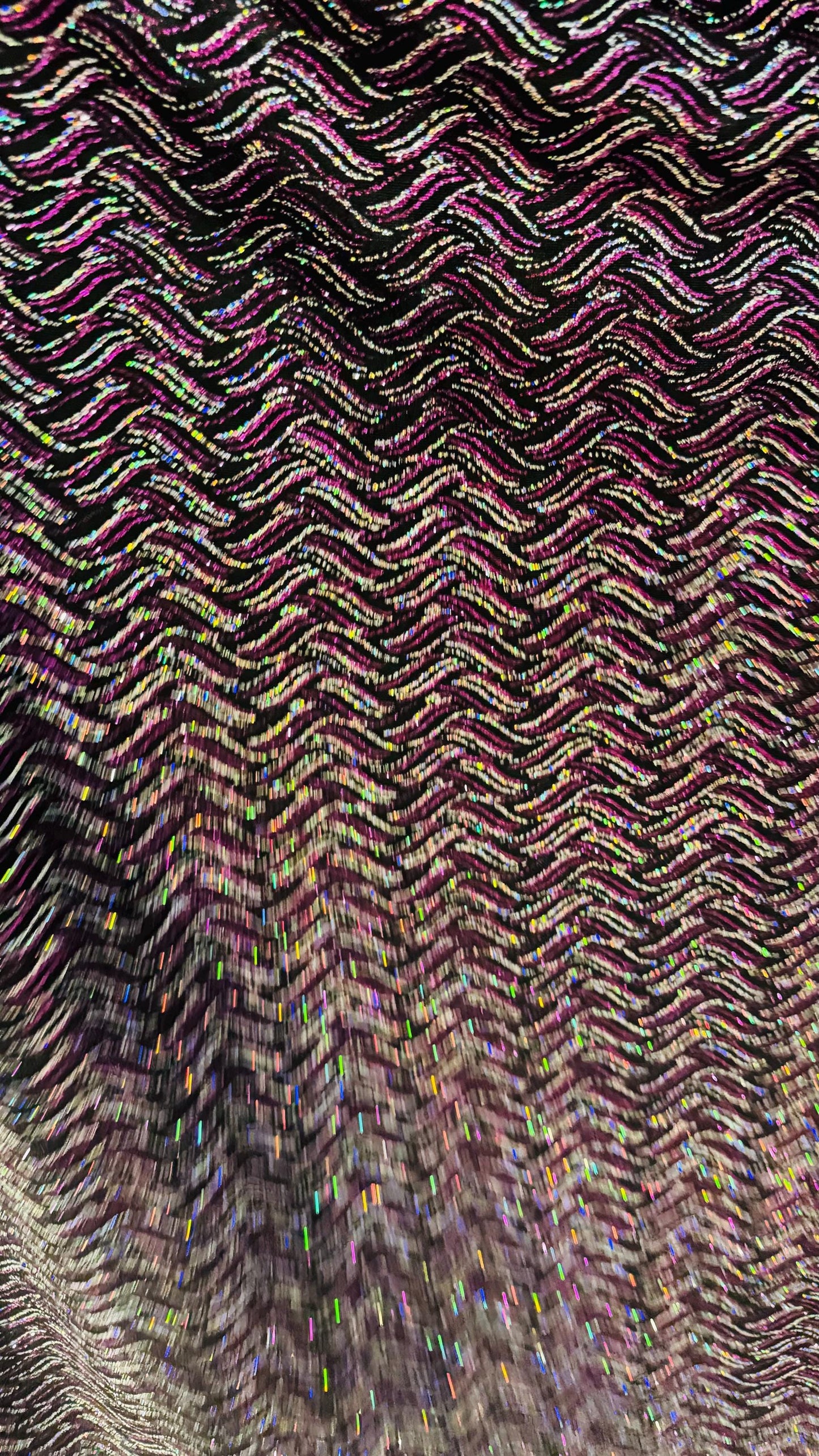 New Abstract wavy design metallic slinky 4-way stretch glitter fabric 58/60” Sold by the YD. Ships Worldwide from Los Angeles California