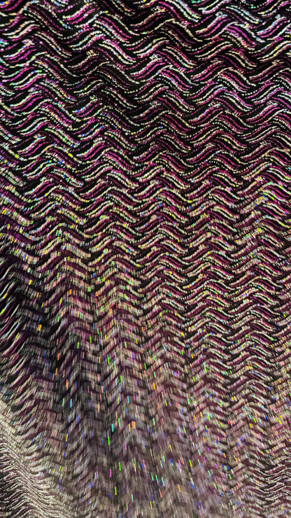 New Abstract wavy design metallic slinky 4-way stretch glitter fabric 58/60” Sold by the YD. Ships Worldwide from Los Angeles California