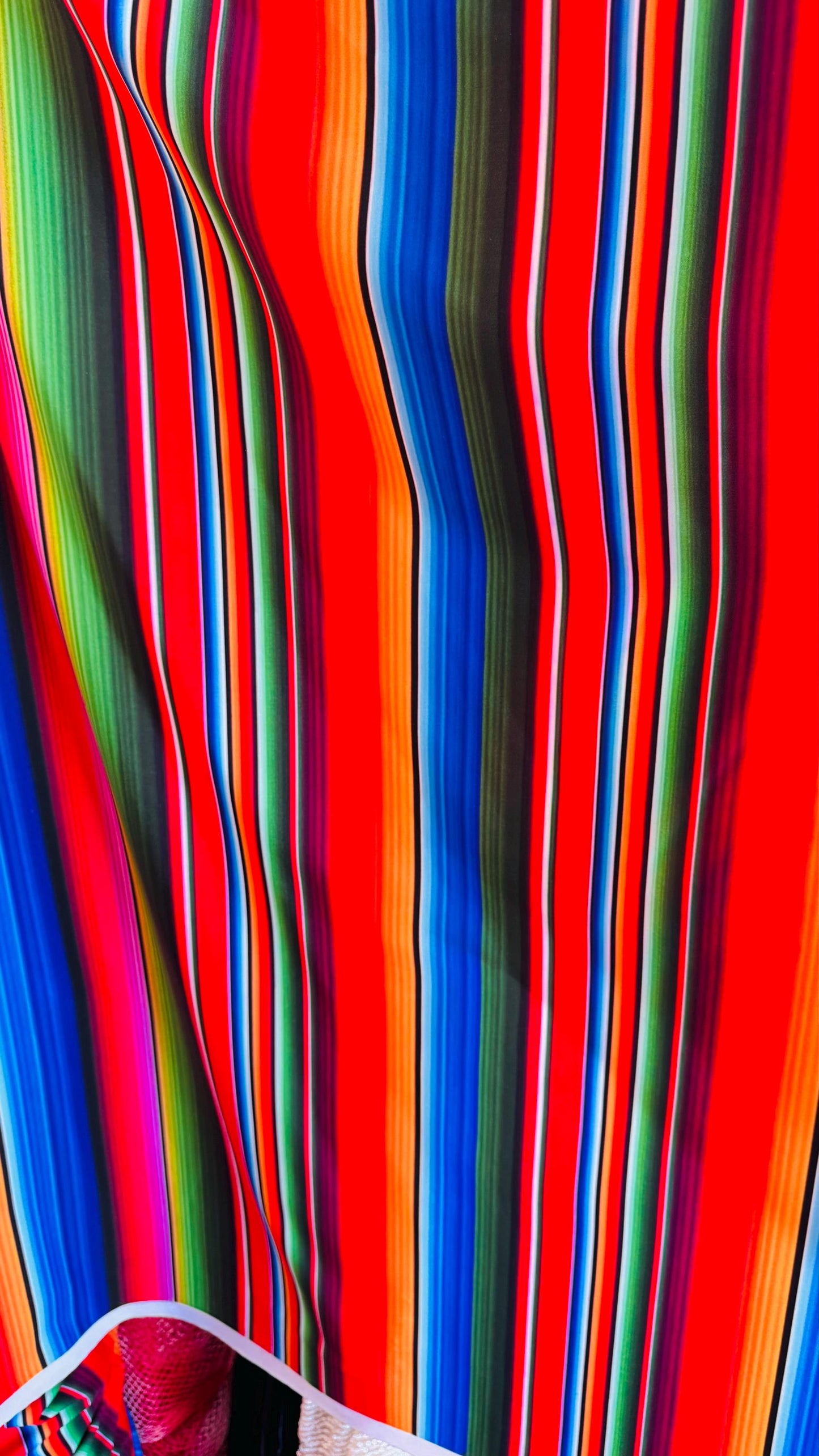 Zarape design colorful striped multicolor print on great quality of nylon spandex 4-way stretch 58/60” Sold by the YD.