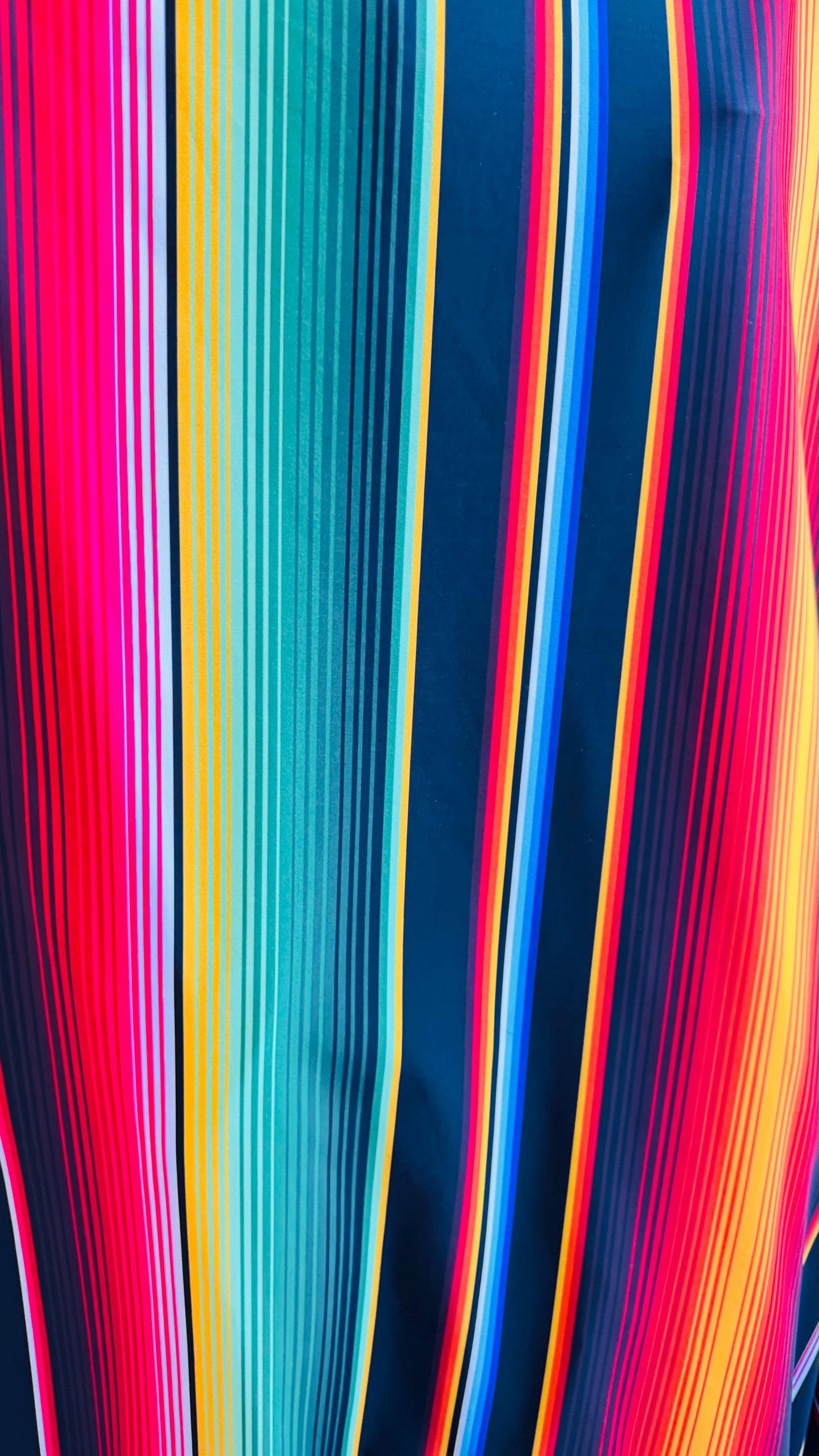 Zarape design colorful striped multicolor print on great quality of nylon spandex 4-way stretch 58/60” Sold by the YD.