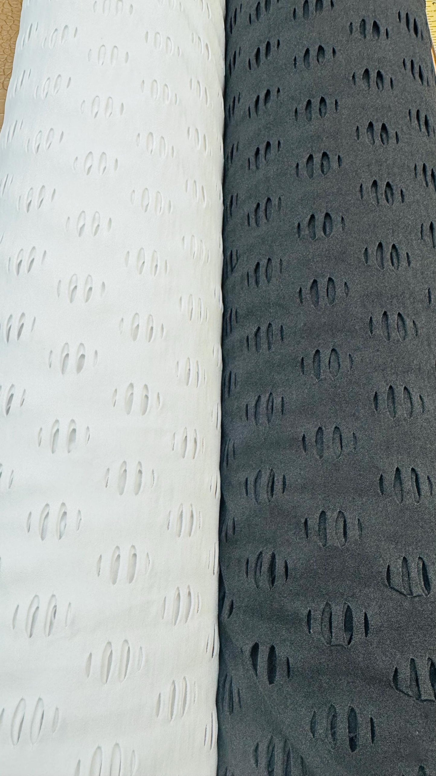 Geometric Lacer cut design nylon spandex 4-way stretch 58/60” Sold by the YD. Ships Worldwide from Los Angeles California USA.