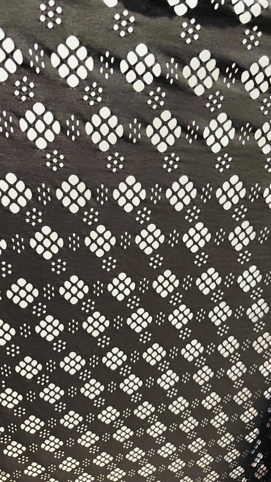 Black Fishnet  lacer cut design 4-way stretch nylon spandex 58/60” High quality fabrics by AlexLAFabrics