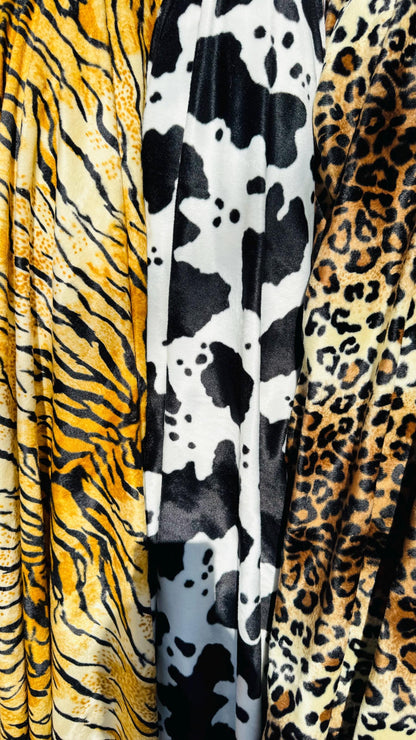 Exotic animal prints on Luxury Balboa non stretch velvet 58/60" Sold by the YD. Ships worldwide from Los Angeles California USA.