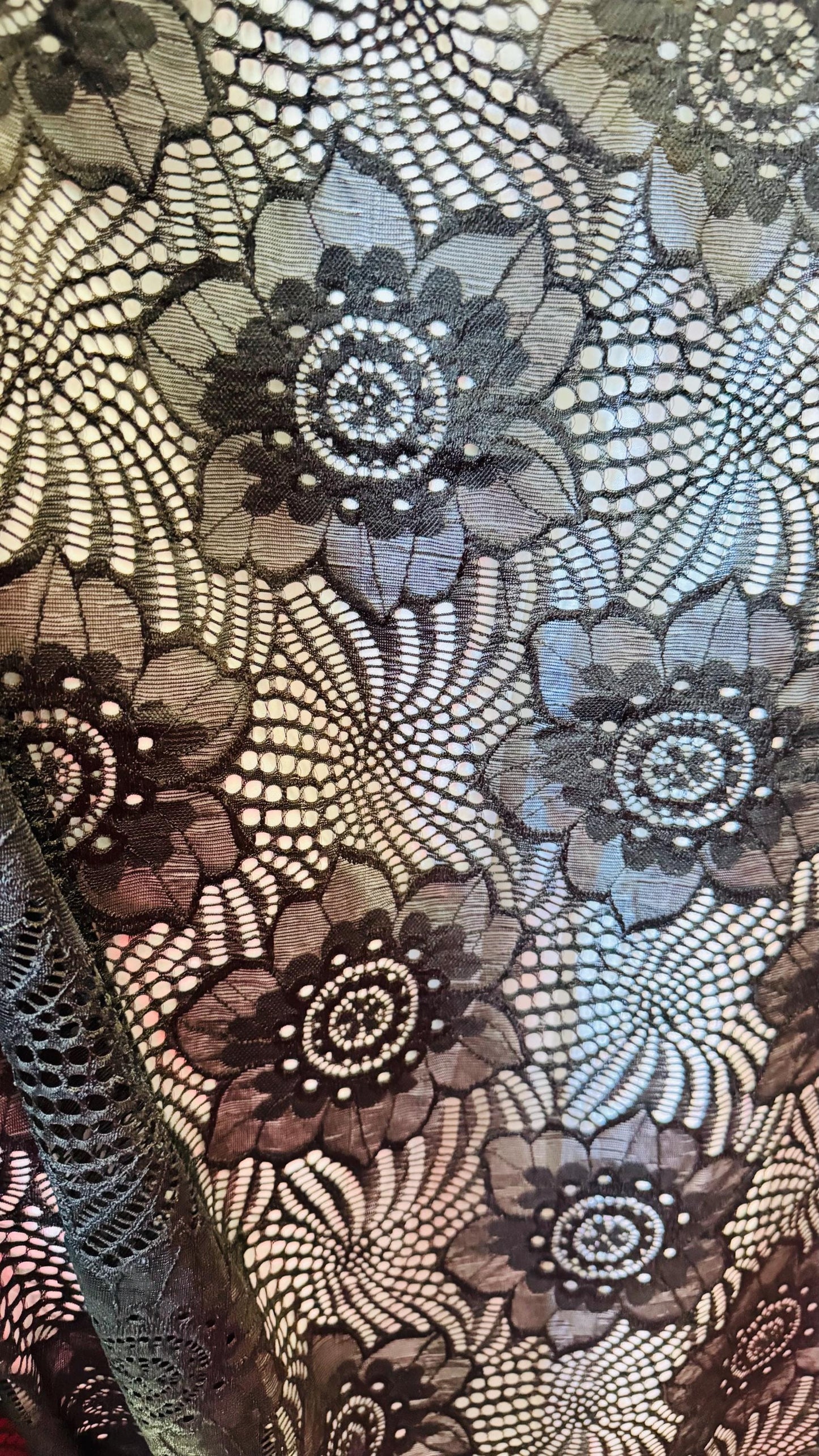 New Victoria stretch black lace 4-way stretch nylon spandex 52/54” Sold by the YD. Ships Worldwide from Los Angeles California USA