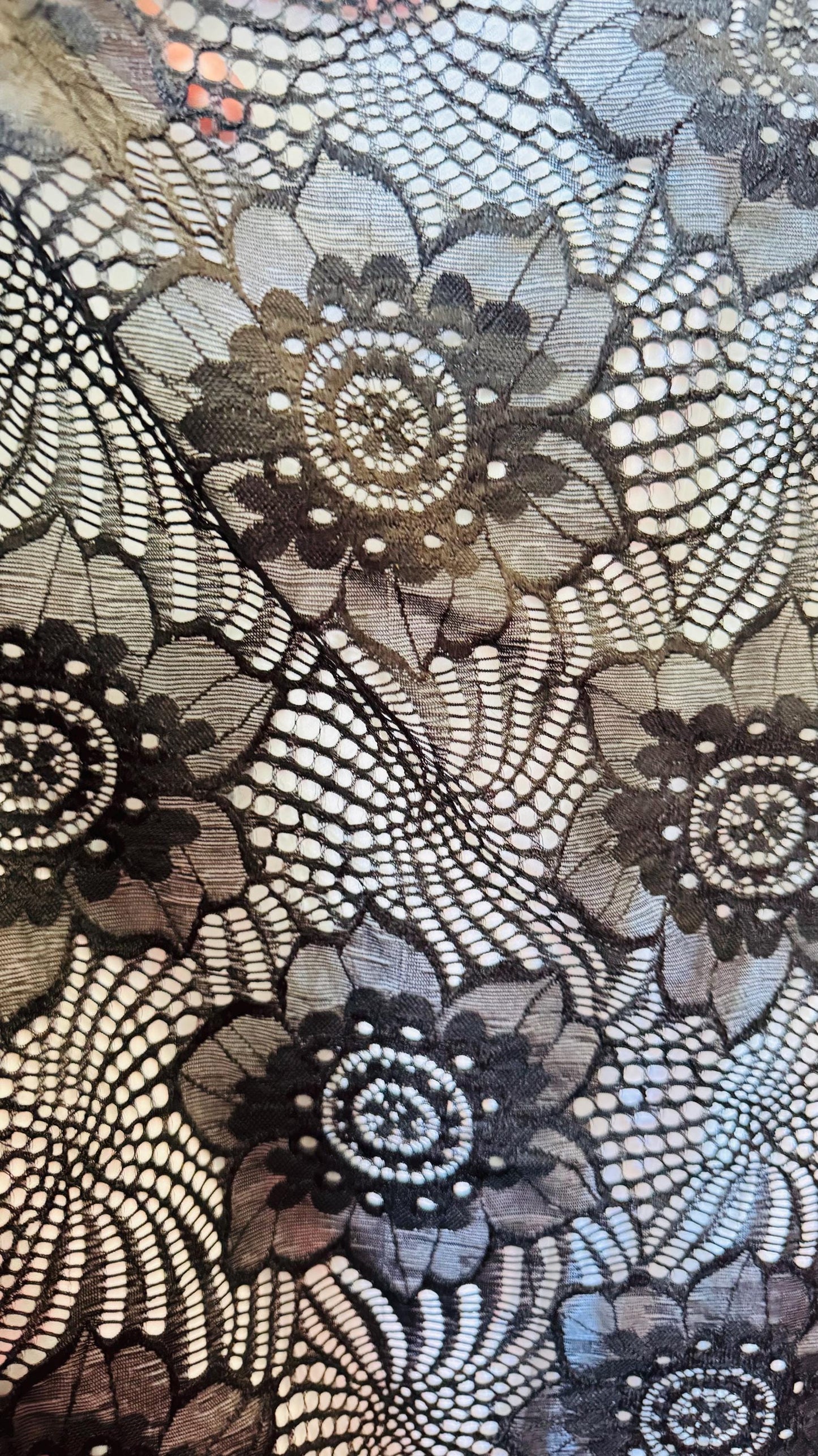 New Victoria stretch black lace 4-way stretch nylon spandex 52/54” Sold by the YD. Ships Worldwide from Los Angeles California USA