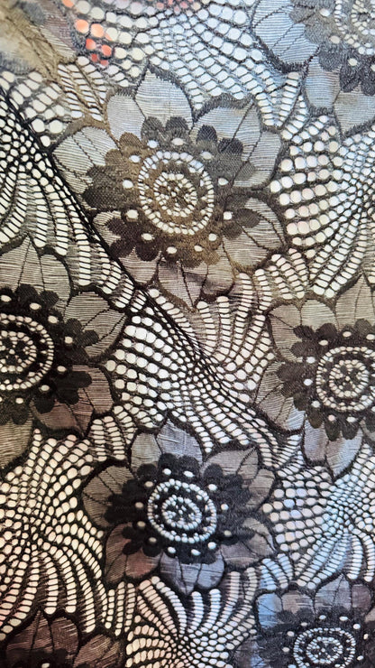 New Victoria stretch black lace 4-way stretch nylon spandex 52/54” Sold by the YD. Ships Worldwide from Los Angeles California USA