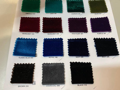 New Luxury spandex velvet 420GM  great quality of stretch velvet 4-way stretch 58/60” Sold by the YD. Ships Worldwide from Los Angeles calif