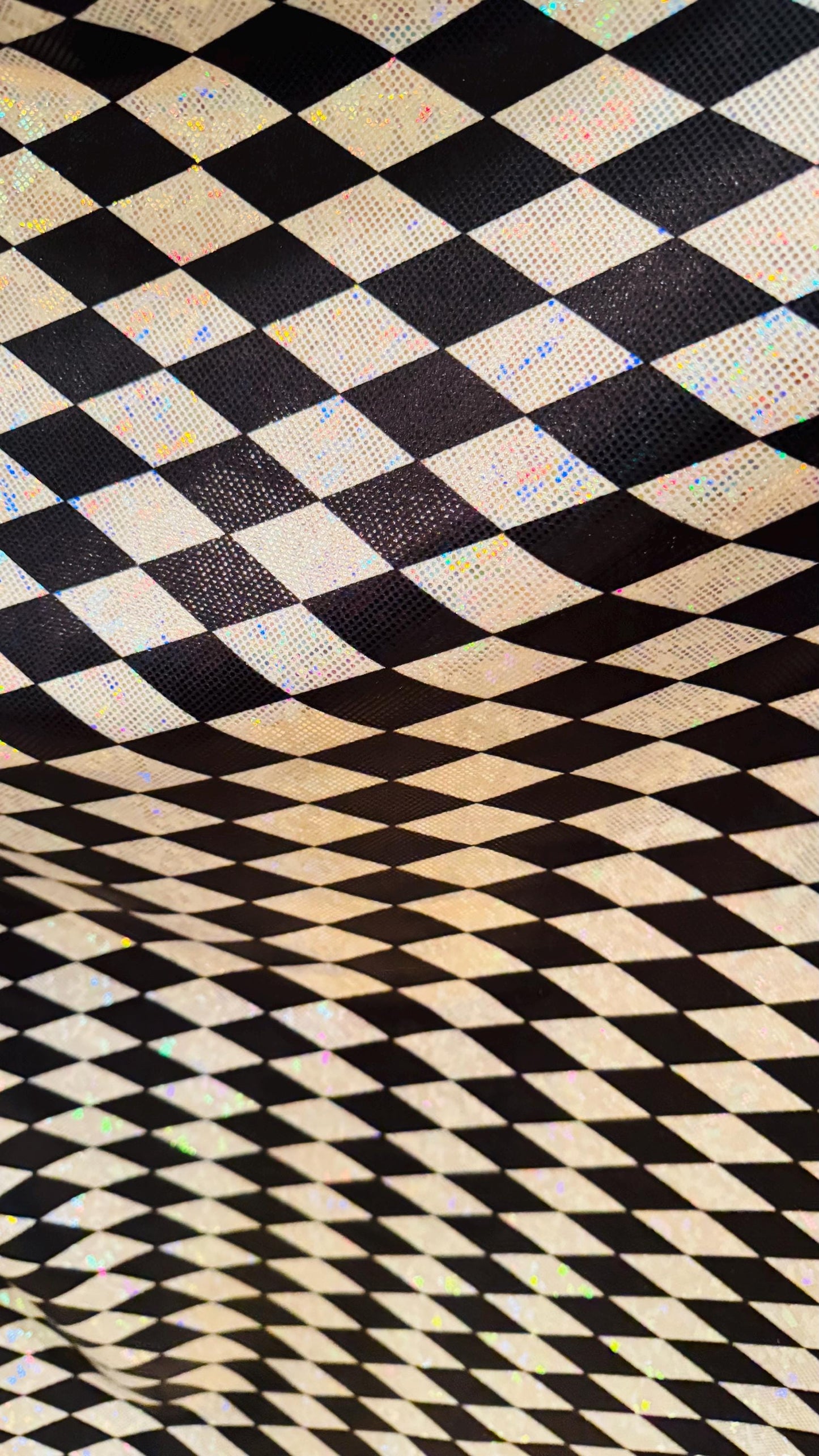 New Diamond  design Hologram Shattered Glass metallic nylon spandex 4way stretch 58/60" Sold by the YD. Ships worldwide from Los Angeles CA