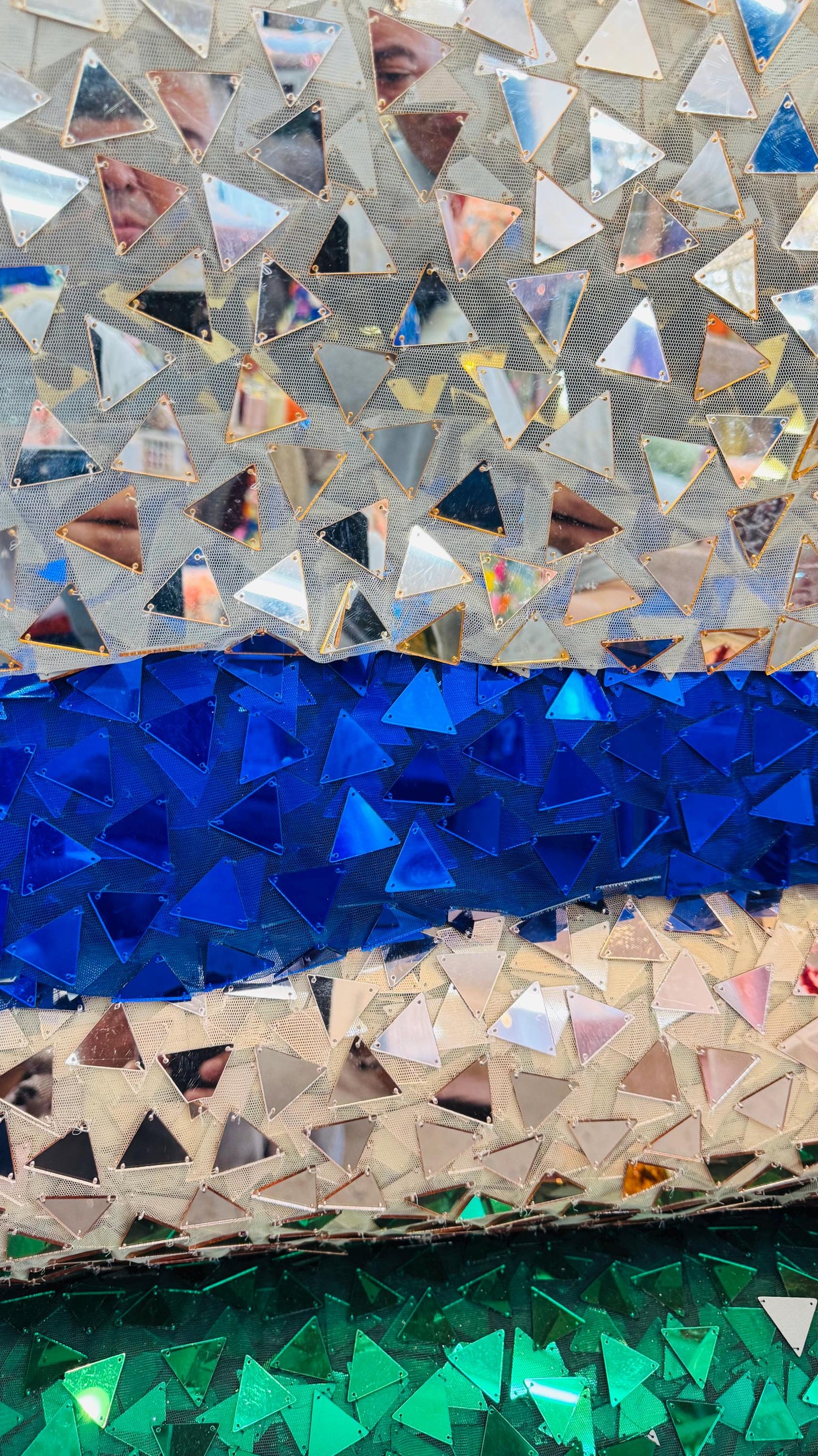 Geometric Mirror design embroidered on stretch mesh 2-way stretch 58/60”  Luxury fabrics by AlexLAFabrics