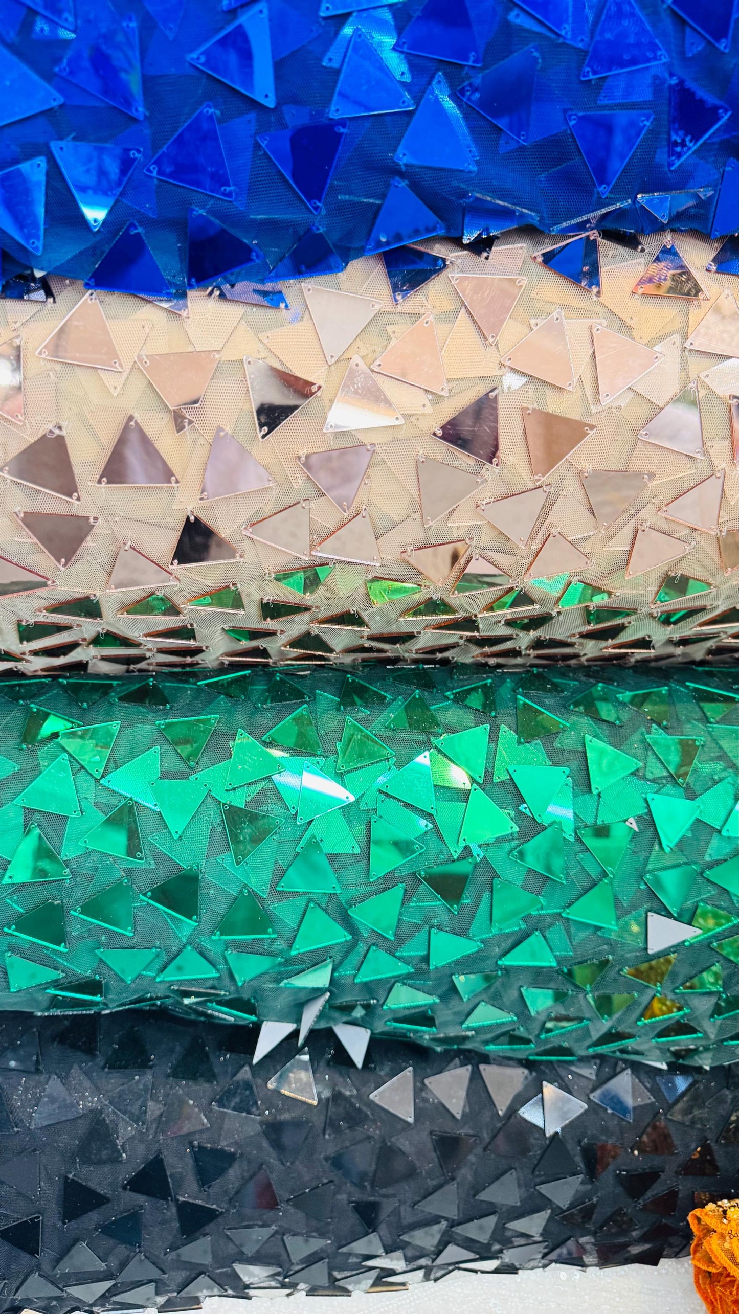 Geometric Mirror design embroidered on stretch mesh 2-way stretch 58/60”  Luxury fabrics by AlexLAFabrics