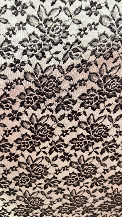 New lace Flower design nylon spandex 4way stretch 58/60" Sold by the YD. Ships worldwide from Los Angeles California USA.