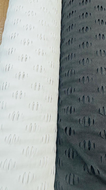 Geometric Lacer cut design nylon spandex 4-way stretch 58/60” Sold by the YD. Ships Worldwide from Los Angeles California USA.
