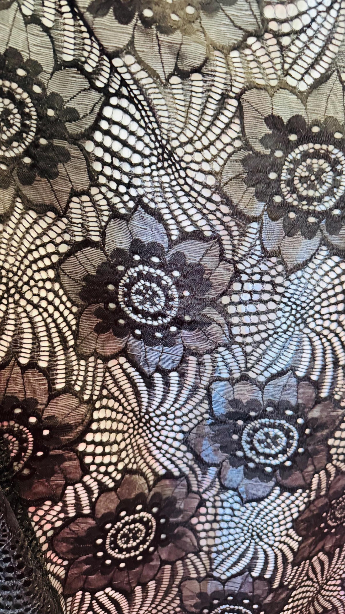 New Victoria stretch black lace 4-way stretch nylon spandex 52/54” Sold by the YD. Ships Worldwide from Los Angeles California USA