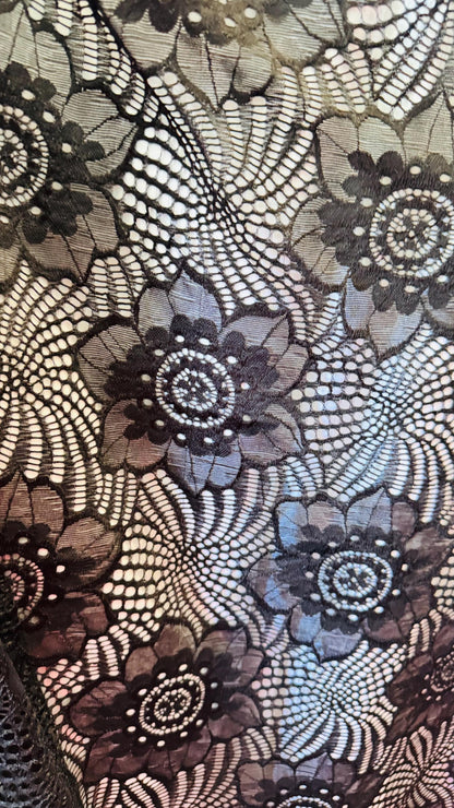 New Victoria stretch black lace 4-way stretch nylon spandex 52/54” Sold by the YD. Ships Worldwide from Los Angeles California USA