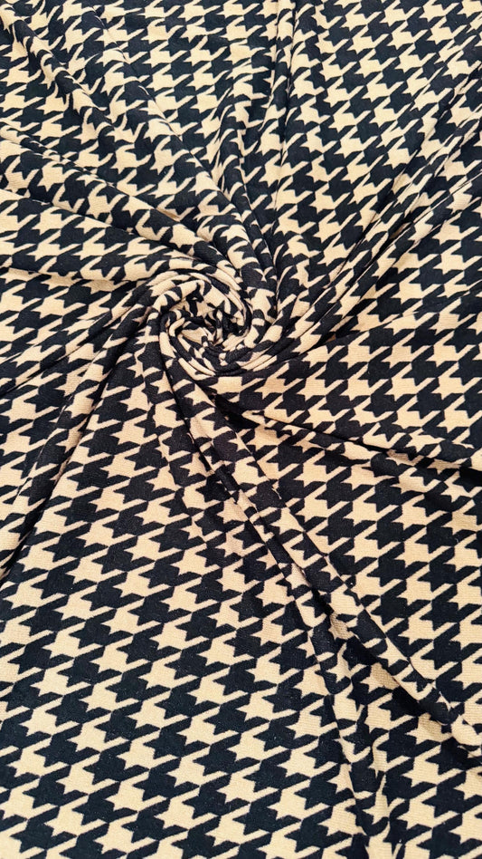 New Modern brand Houndstooth design print on sweater knit 2-way stretch 58/60” Sold by the YD. Ships worldwide from Los Angeles California