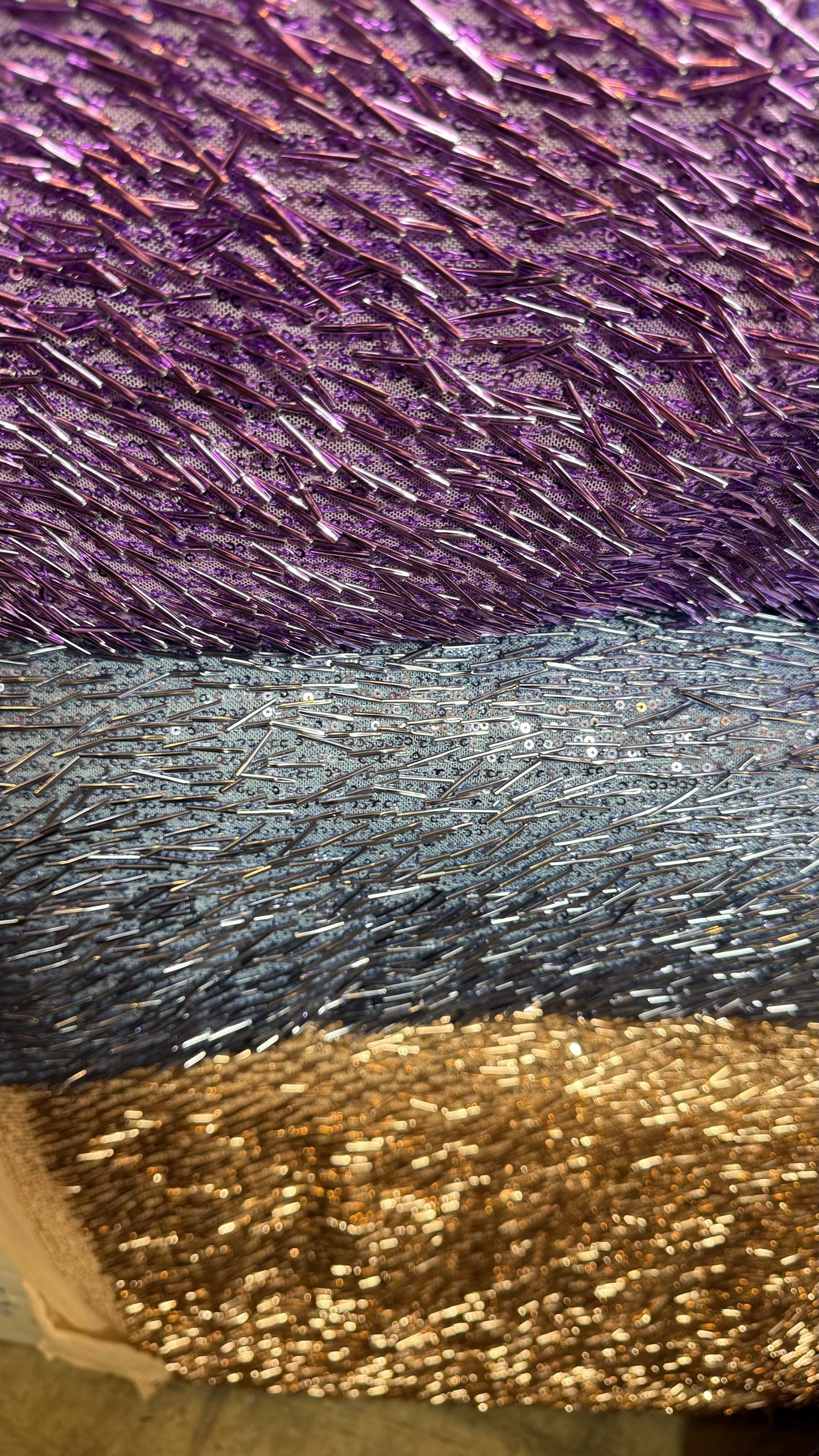 Fringe design Luxury Beaded lace embroidered on stretch mesh 4-way 55/57” High Quality fabrics by AlexLAFabrics