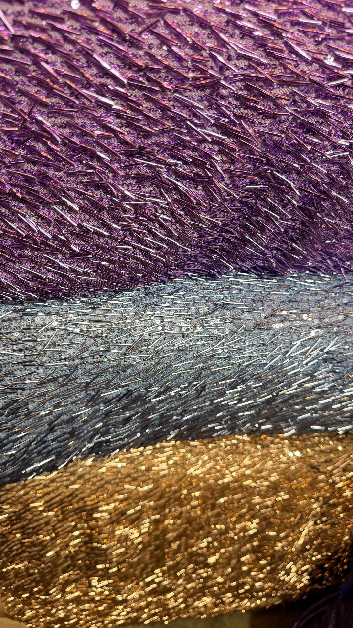Fringe design Luxury Beaded lace embroidered on stretch mesh 4-way 55/57” High Quality fabrics by AlexLAFabrics