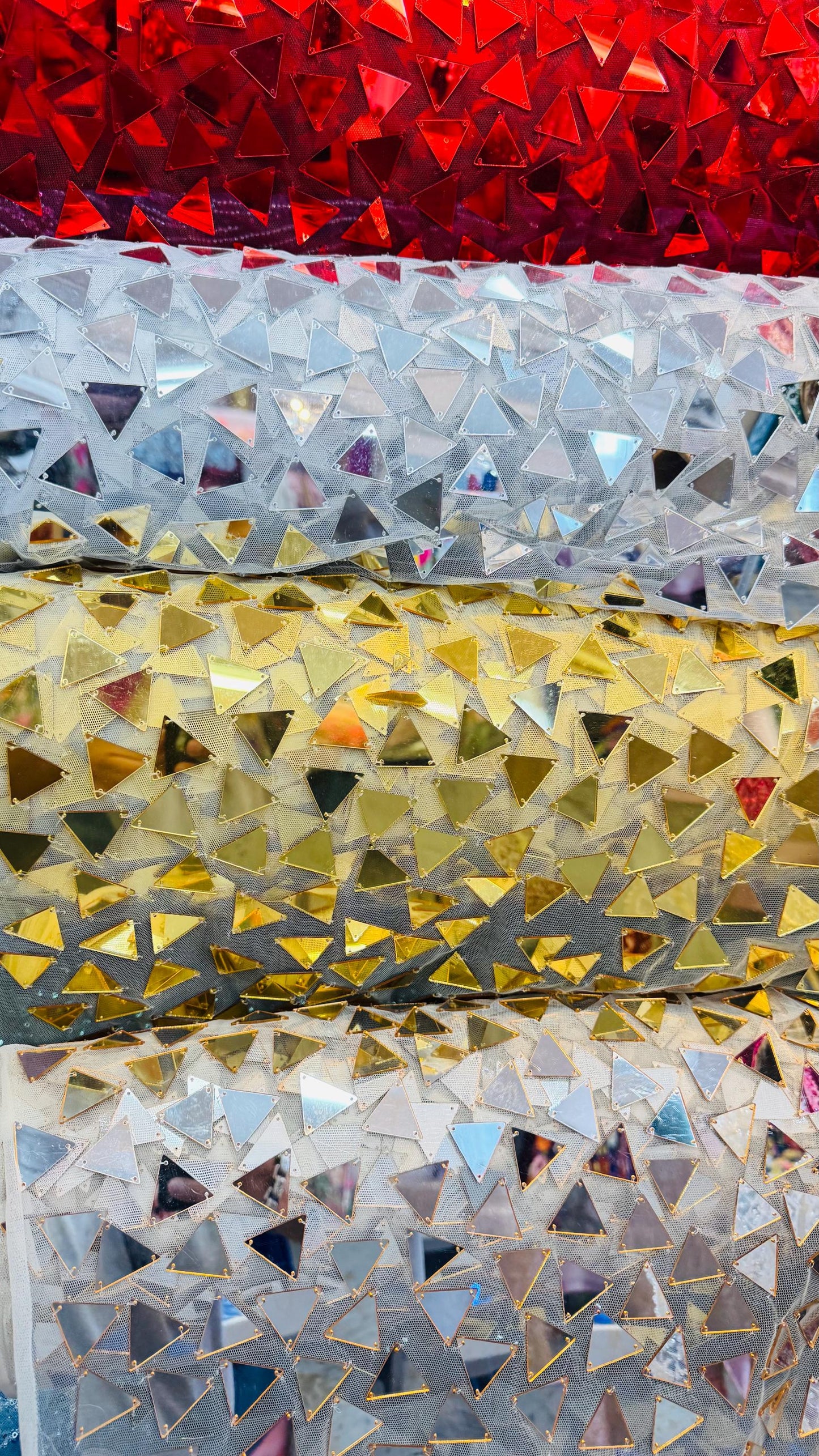 Geometric Mirror design embroidered on stretch mesh 2-way stretch 58/60”  Luxury fabrics by AlexLAFabrics
