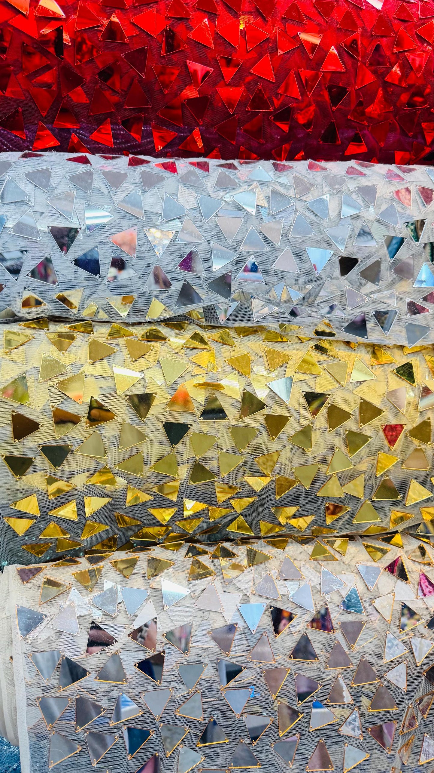 Geometric Mirror design embroidered on stretch mesh 2-way stretch 58/60”  Luxury fabrics by AlexLAFabrics