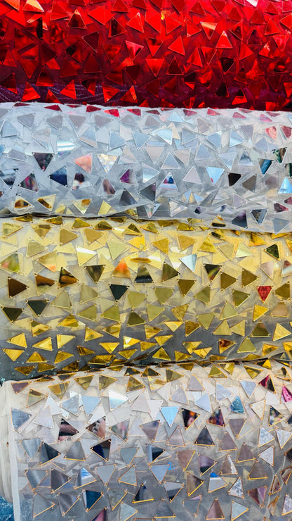 Geometric Mirror design embroidered on stretch mesh 2-way stretch 58/60”  Luxury fabrics by AlexLAFabrics
