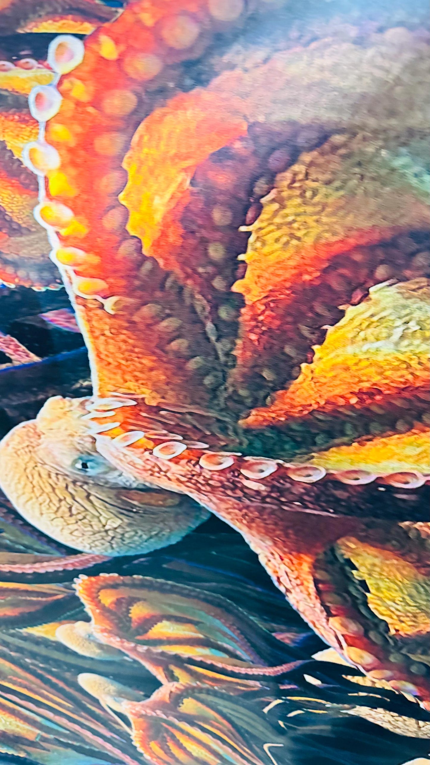 Octopus design multicolor print on nylon spandex 4way stretch 58/60" Sold by the yd. Ships worldwide from Los Angeles California USA.