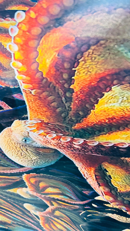 Octopus design multicolor print on nylon spandex 4way stretch 58/60" Sold by the yd. Ships worldwide from Los Angeles California USA.