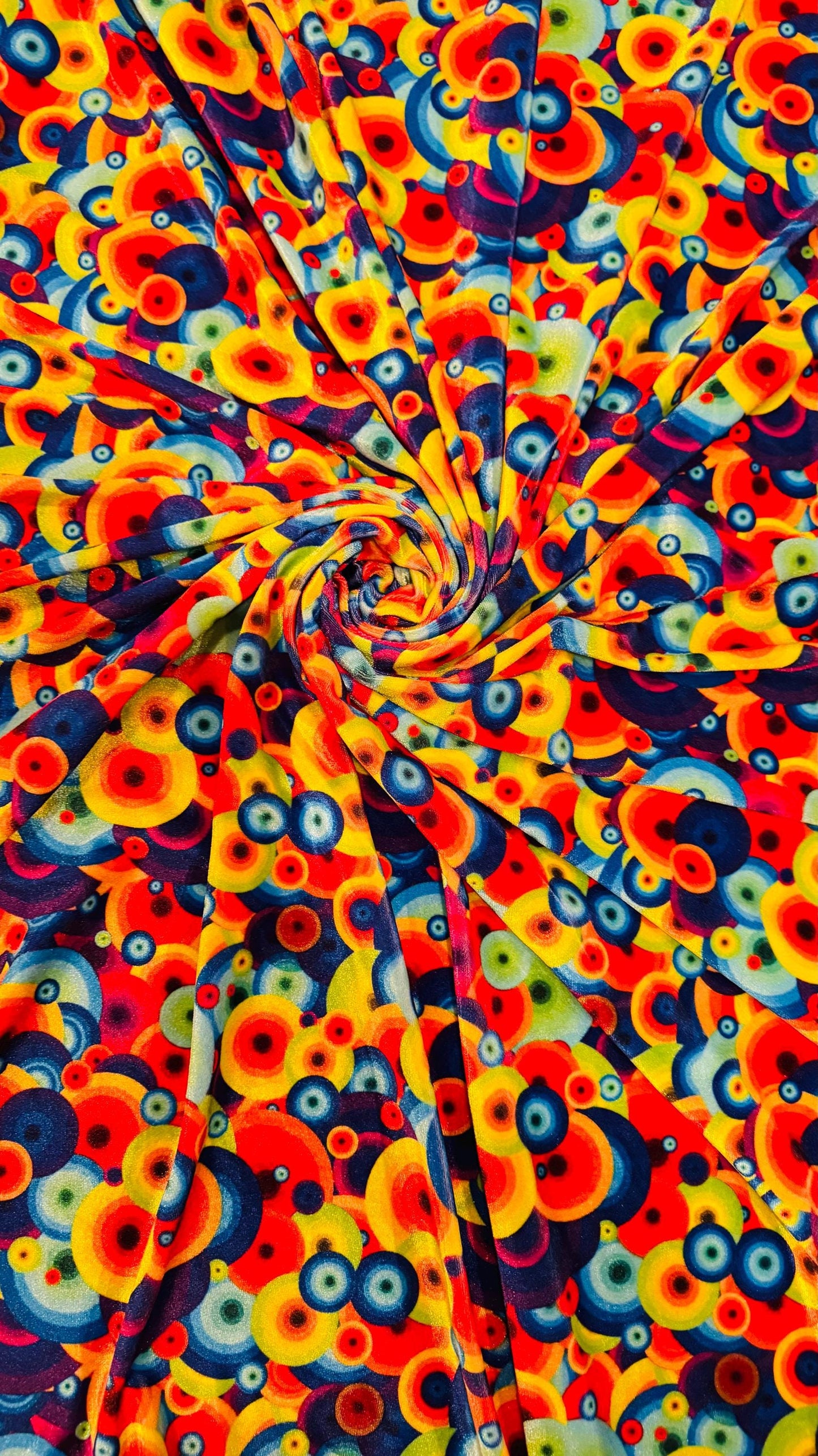 New Abstract Disco Rainbow Design Print On Heavy Stretch Velvet 4-Way 58/60" Sold By The YD. Ships Worldwide From Los Ángeles California USA