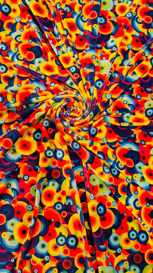 New Abstract Disco Rainbow Design Print On Heavy Stretch Velvet 4-Way 58/60" Sold By The YD. Ships Worldwide From Los Ángeles California USA