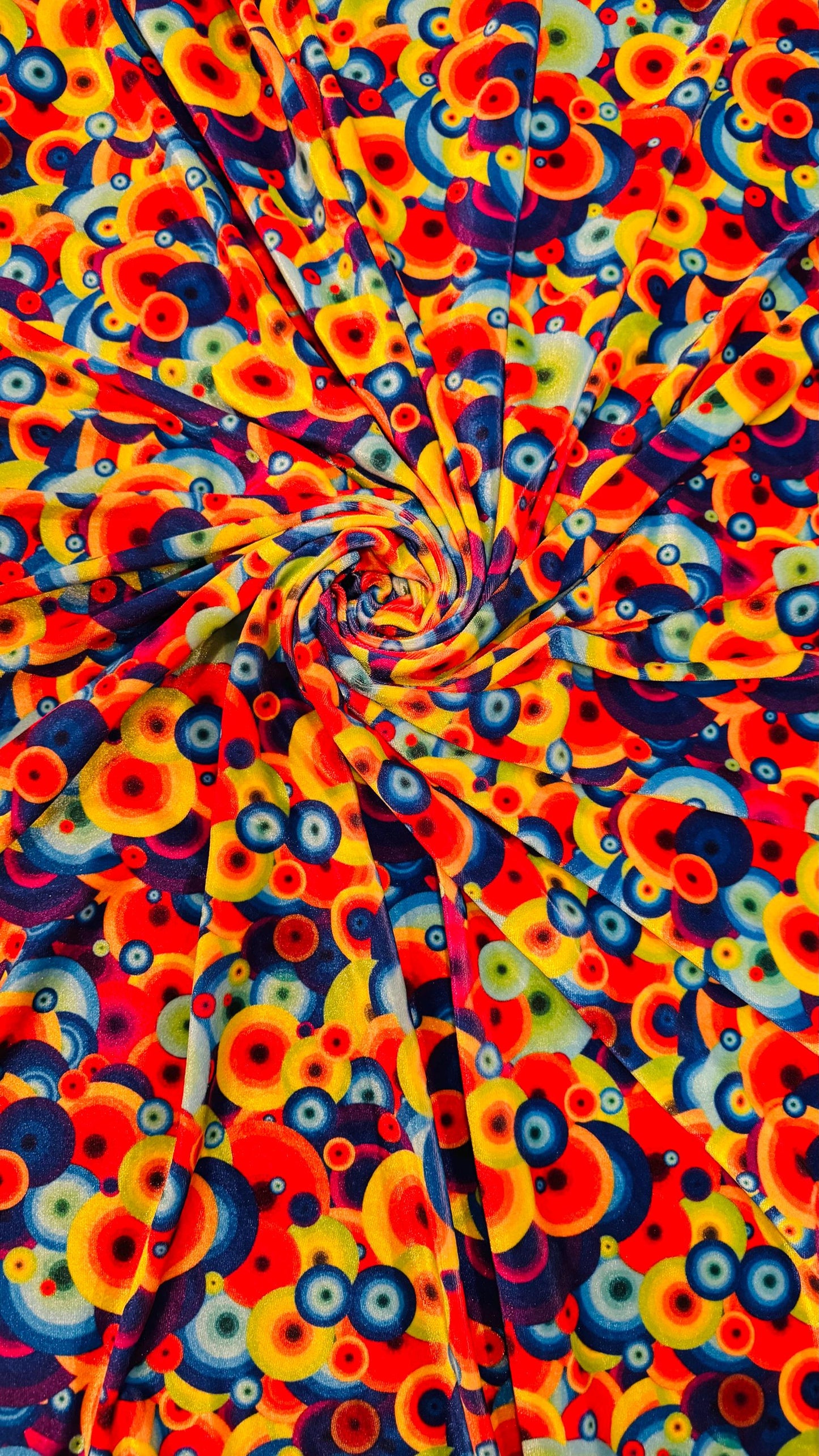 New Abstract Disco Rainbow Design Print On Heavy Stretch Velvet 4-Way 58/60" Sold By The YD. Ships Worldwide From Los Ángeles California USA