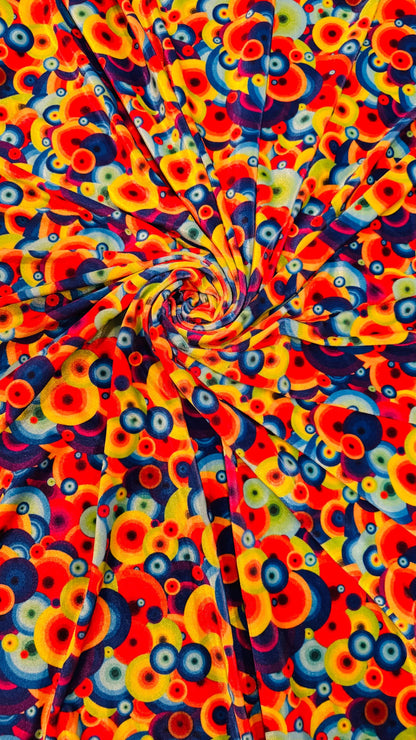 New Abstract Disco Rainbow Design Print On Heavy Stretch Velvet 4-Way 58/60" Sold By The YD. Ships Worldwide From Los Ángeles California USA