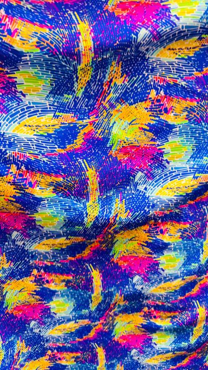 New Modern Abstract design multicolor print on nylon spandex 4-way stretch 58/60” Sold by the YD. Ships Worldwide from Los Angeles Californi
