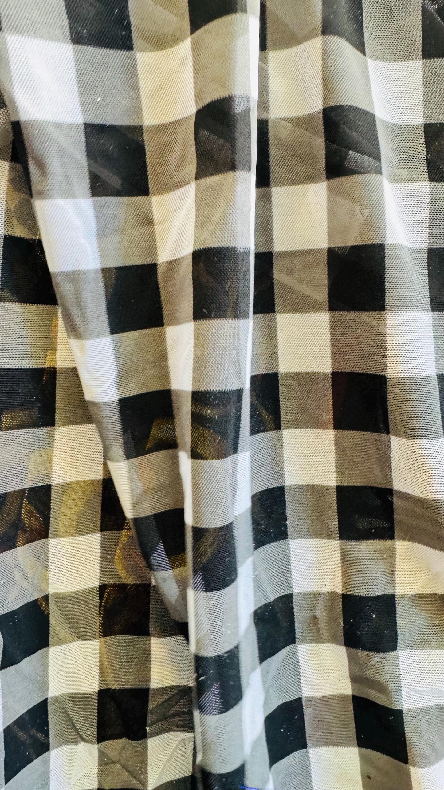 Chekers design White/Black 1”  print on great quality of power mesh 4-way stretch 58/60” High quality fabrics by AlexLAFabrics