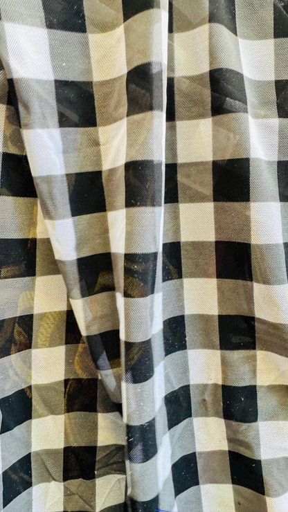 Chekers design White/Black 1”  print on great quality of power mesh 4-way stretch 58/60” High quality fabrics by AlexLAFabrics