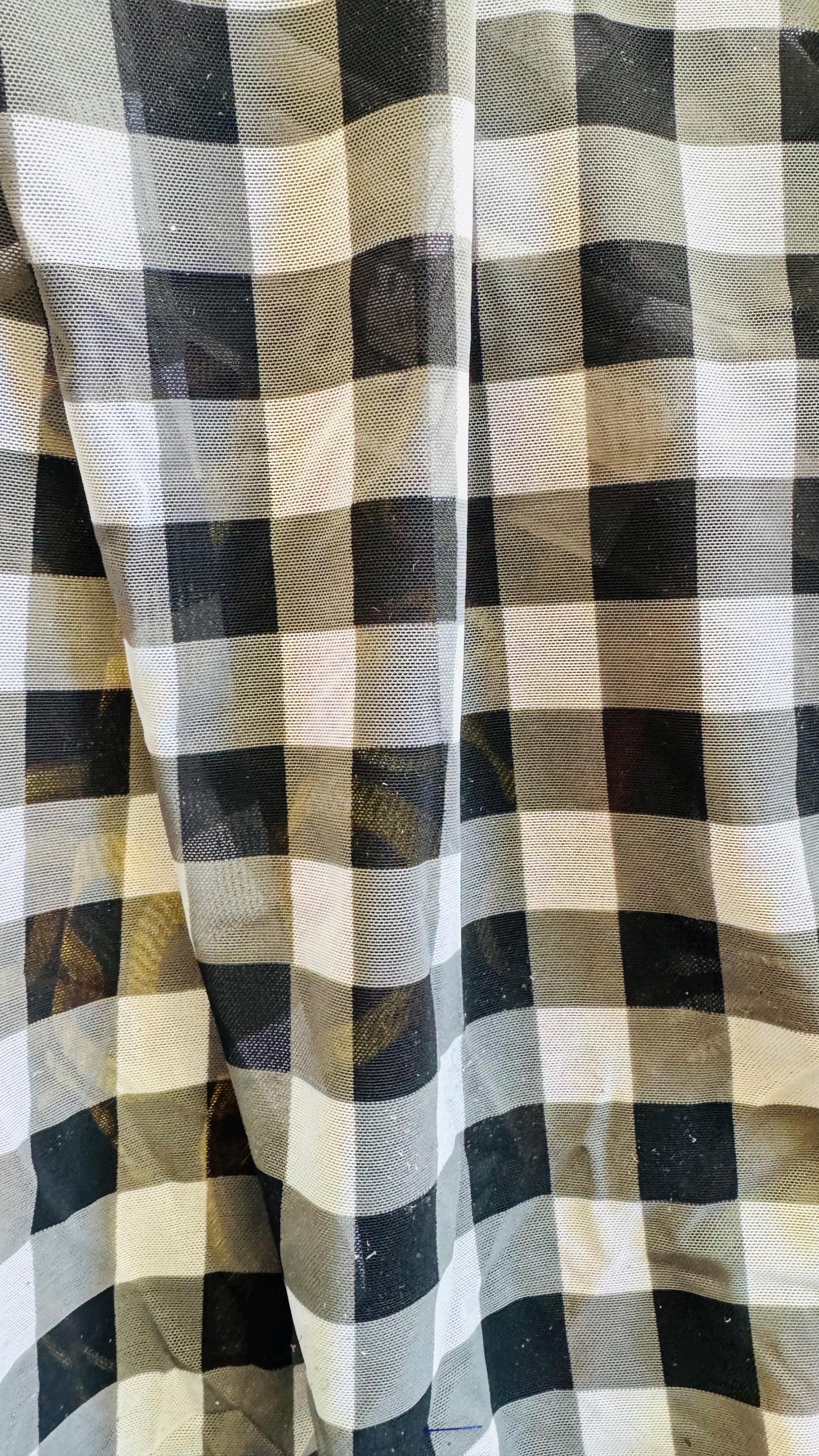 Chekers design White/Black 1”  print on great quality of power mesh 4-way stretch 58/60” High quality fabrics by AlexLAFabrics