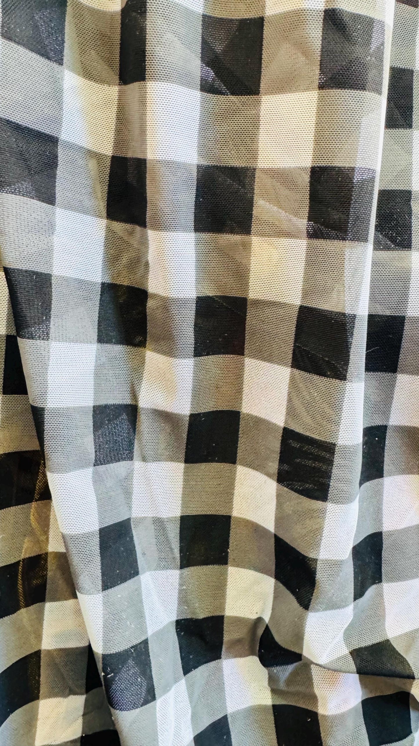 Chekers design White/Black 1”  print on great quality of power mesh 4-way stretch 58/60” High quality fabrics by AlexLAFabrics
