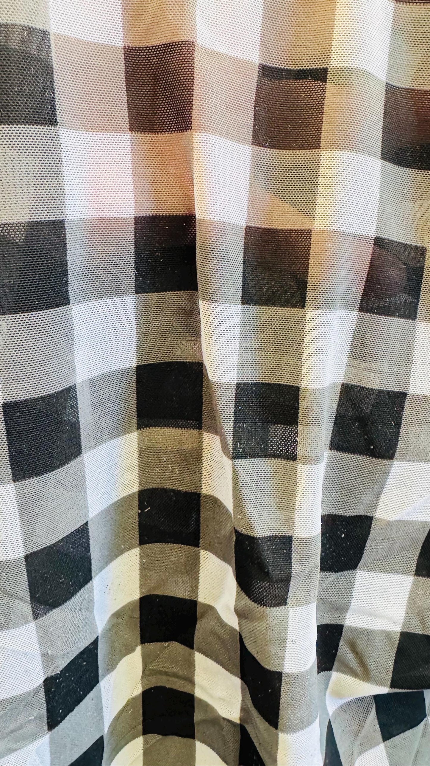 Chekers design White/Black 1”  print on great quality of power mesh 4-way stretch 58/60” High quality fabrics by AlexLAFabrics