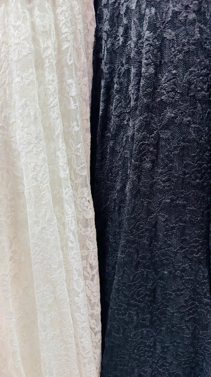 New lace Flower design nylon spandex 4way stretch 58/60" Sold by the YD. Ships worldwide from Los Angeles California USA.