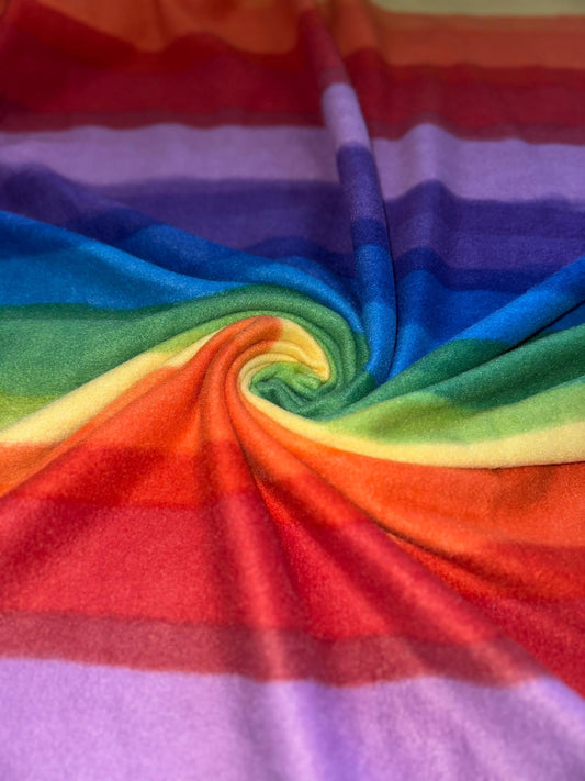 Rainbow Polar Fleece 2-way stretch 58/60” High quality fabrics by AlexLAFabrics