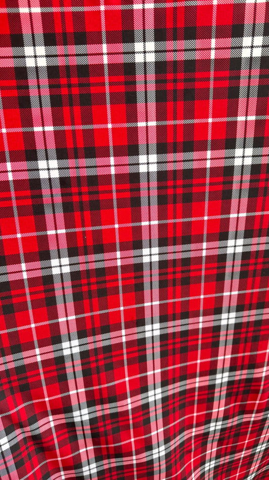 New Plaid design Red/White Print On Heavy Nylon spandex 4-Way 58/60” Sold By The YD. Ships Worldwide From Los Angeles California USA.