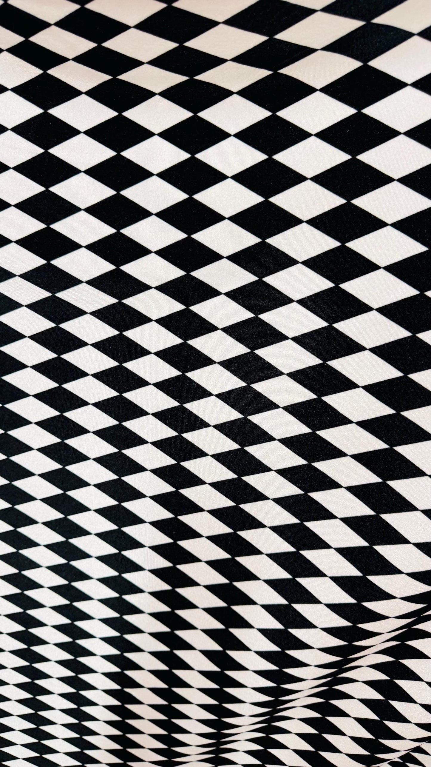 Harlequin design black/white on spandex velvet 4way Stretch 58/60" Sold bubthe YD. Ships worldwide from Los Angeles California USA