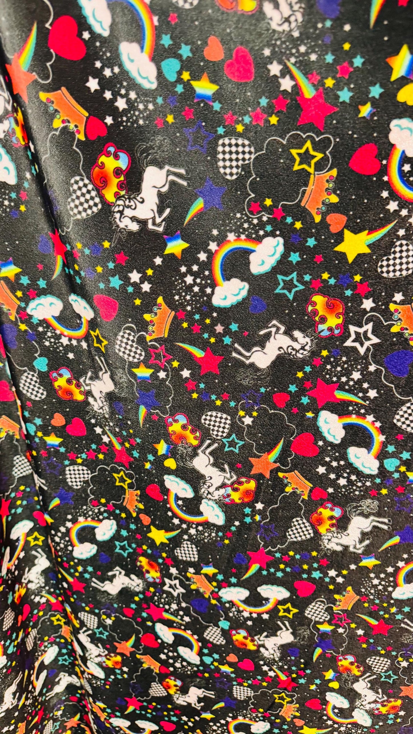 Unicorn design print on best quality of spandex velvet 4-way stretch 58/60” Sold by the YD. Ships Worldwide from Los Angeles California USA.