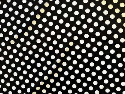 Polka Dots design black/white on stretch luxury silky velvet 58/60” Sold by the YD. Ships Worldwide from Los Angeles California USA.