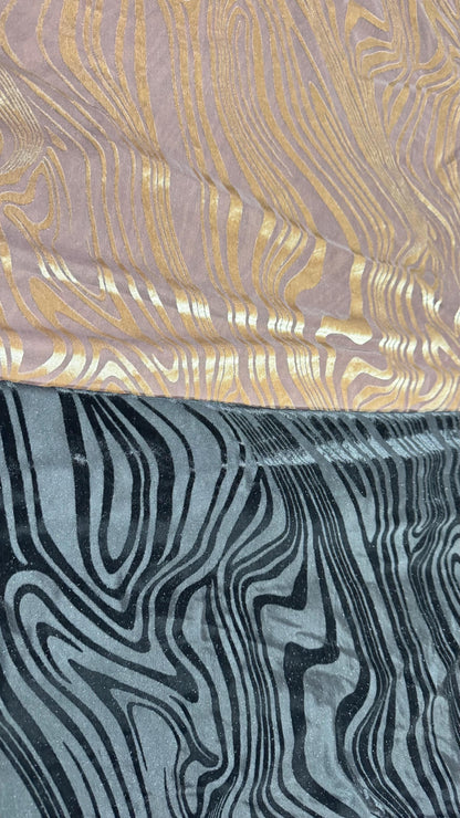 New burnout velvet modern design Mauve & Black  color 4-way stretch 58/60” Sold by the YD. Ships worldwide from Los Angeles California USA.
