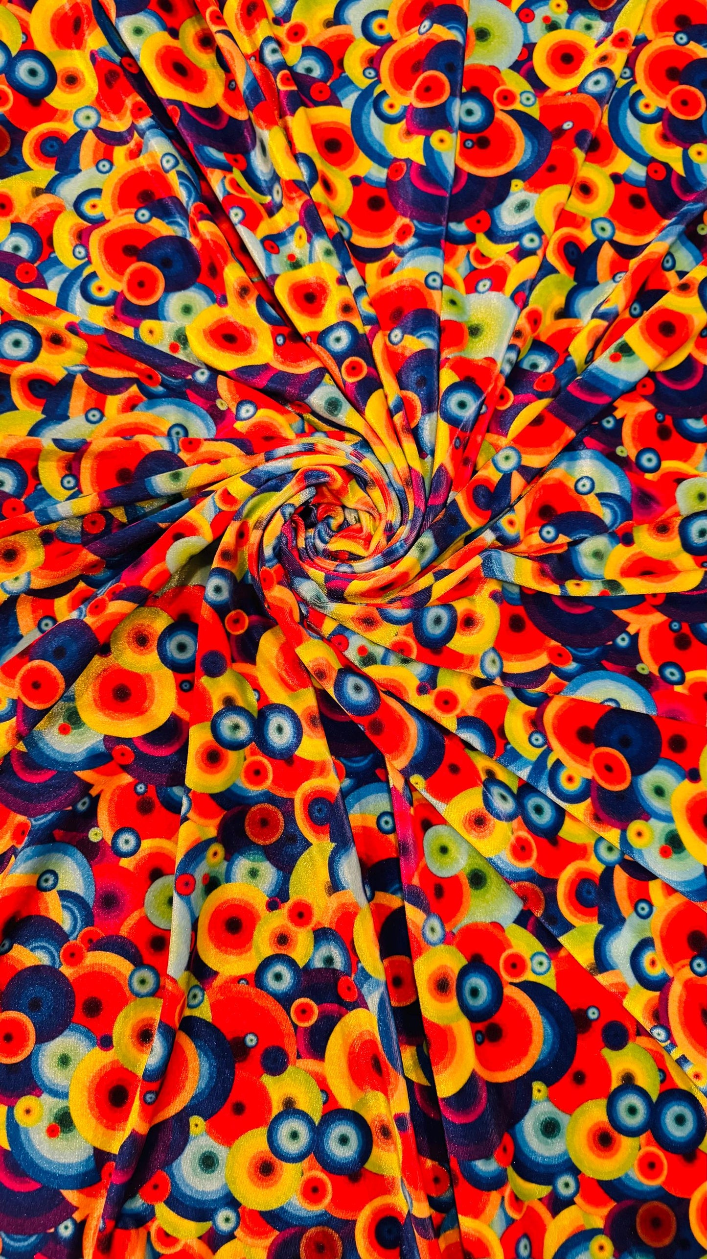 New Abstract Disco Rainbow Design Print On Heavy Stretch Velvet 4-Way 58/60" Sold By The YD. Ships Worldwide From Los Ángeles California USA