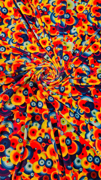New Abstract Disco Rainbow Design Print On Heavy Stretch Velvet 4-Way 58/60" Sold By The YD. Ships Worldwide From Los Ángeles California USA