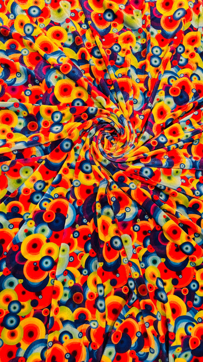 New Abstract Disco Rainbow Design Print On Heavy Stretch Velvet 4-Way 58/60" Sold By The YD. Ships Worldwide From Los Ángeles California USA