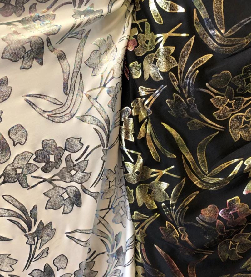 New spandex floral design heavy single spandex 4way stretch 58/60" Sold by the YD. Ships worldwide from Los Ángeles California USA.