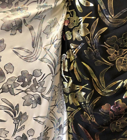 New spandex floral design heavy single spandex 4way stretch 58/60" Sold by the YD. Ships worldwide from Los Ángeles California USA.